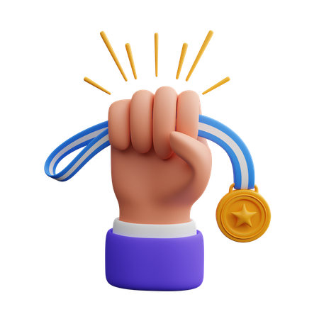 Hand holding medal  3D Icon