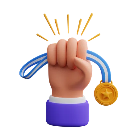 Hand holding medal  3D Icon