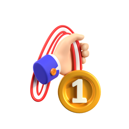 Hand Holding Medal  3D Icon