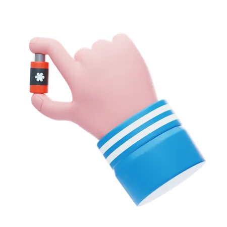 Hand Holding Medicine Bottle  3D Icon