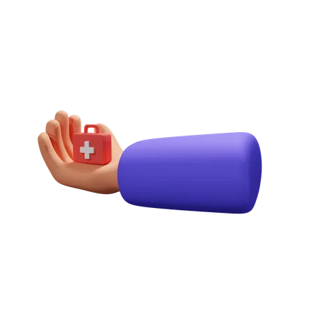 Hand Holding Medicine Box  3D Icon