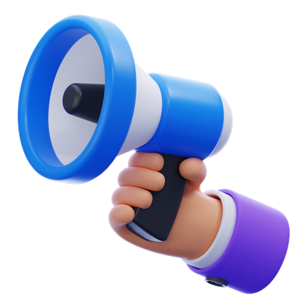 Hand Holding Megaphone  3D Icon