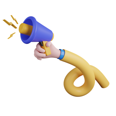 Hand Holding Megaphone  3D Icon