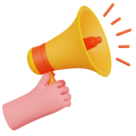 Hand Holding Megaphone Illustartion  3D Icon