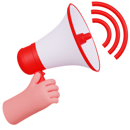 Hand Holding Megaphone Illustartion  3D Icon