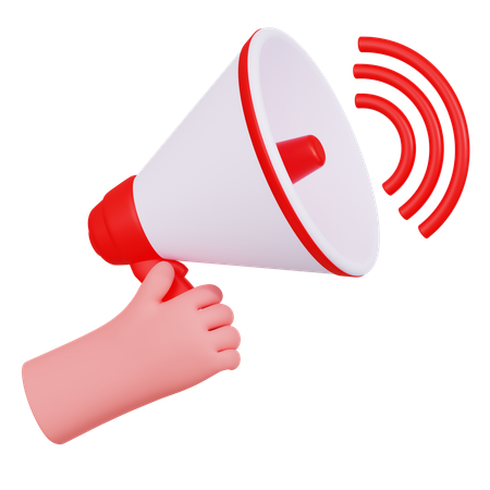 Hand Holding Megaphone Illustartion  3D Icon