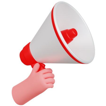 Hand Holding Megaphone Illustartion  3D Icon