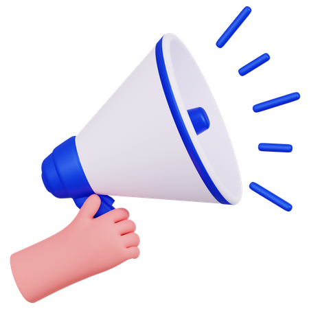 Hand Holding Megaphone Illustartion  3D Icon