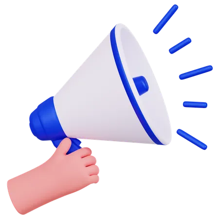 Hand Holding Megaphone Illustartion  3D Icon
