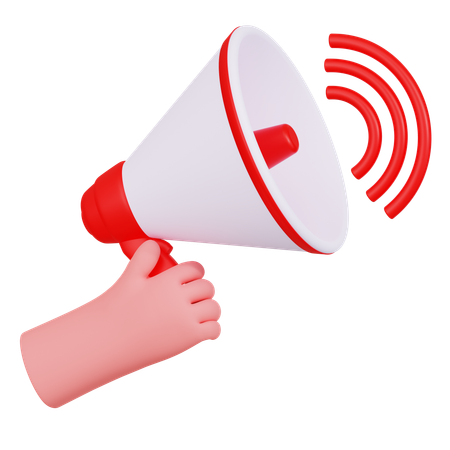 Hand Holding Megaphone Illustartion  3D Icon