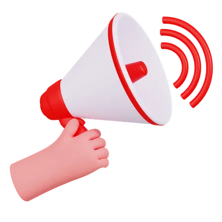 Hand Holding Megaphone Illustartion  3D Icon