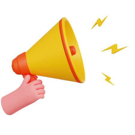 Hand Holding Megaphone Illustartion  3D Icon