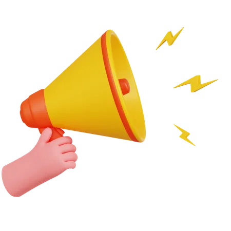 Hand Holding Megaphone Illustartion  3D Icon