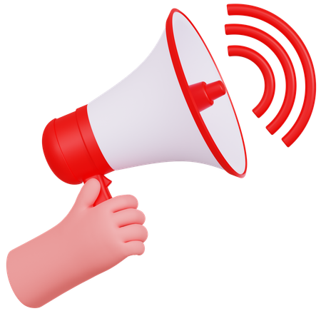Hand Holding Megaphone Illustartion  3D Icon