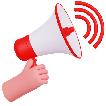 Hand Holding Megaphone Illustartion  3D Icon