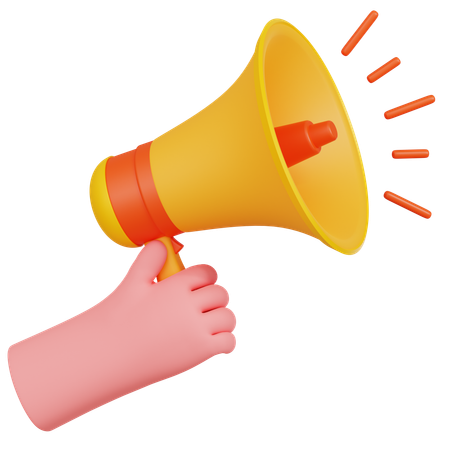 Hand Holding Megaphone Illustartion  3D Icon