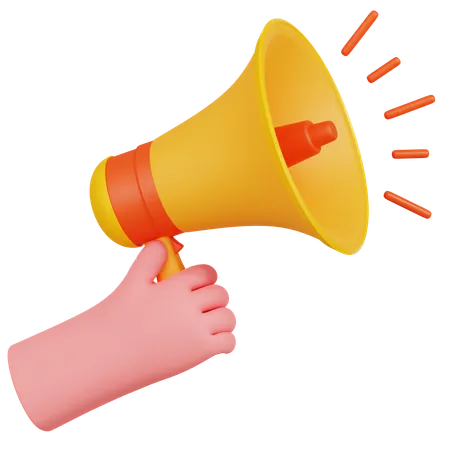 Hand Holding Megaphone Illustartion  3D Icon