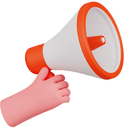 Hand Holding Megaphone Illustartion  3D Icon