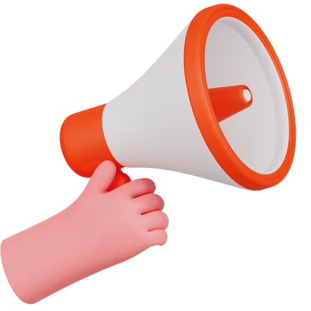 Hand Holding Megaphone Illustartion  3D Icon