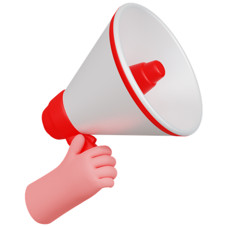 Hand Holding Megaphone Illustartion  3D Icon