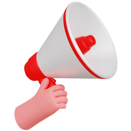 Hand Holding Megaphone Illustartion  3D Icon