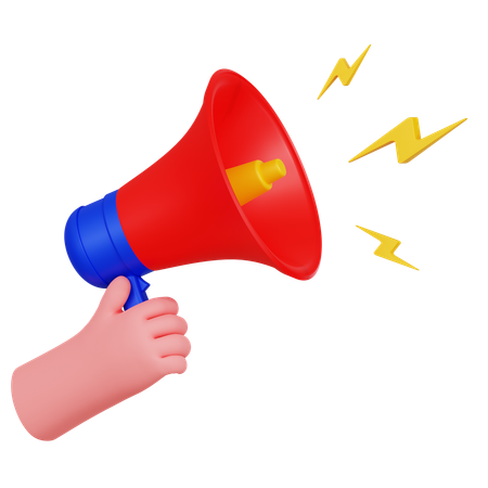 Hand Holding Megaphone Illustartion  3D Icon