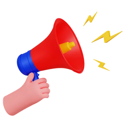 Hand Holding Megaphone Illustartion  3D Icon