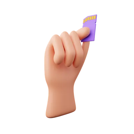Hand Holding Memory Card  3D Icon