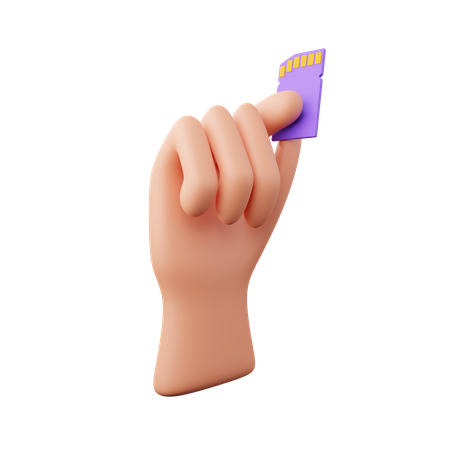 Hand Holding Memory Card  3D Icon