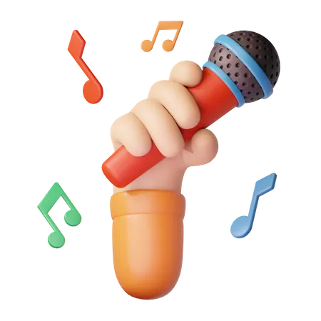Hand Holding Mic  3D Icon