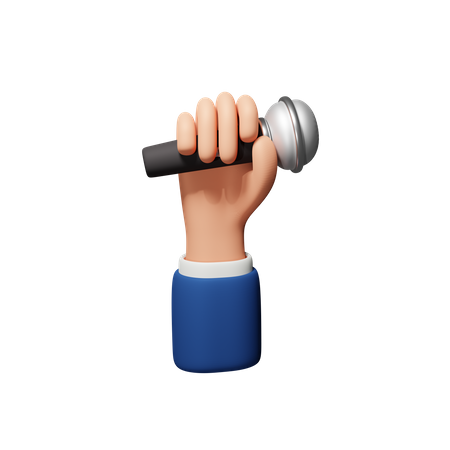 Hand Holding Microphone  3D Icon