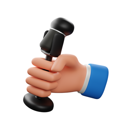 Hand holding microphone  3D Icon