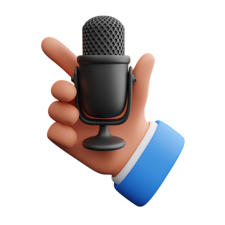 Hand holding microphone  3D Icon