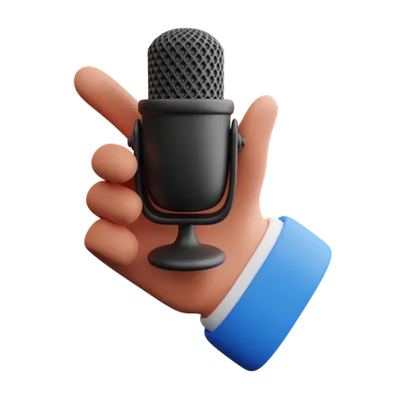 Hand holding microphone  3D Icon