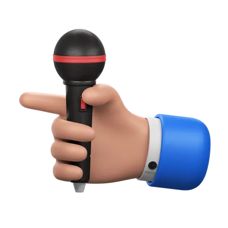 A Hand Holding A Microphone Symbolizing Speech Or Performance 3D Icon