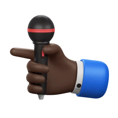 A Hand Holding A Microphone Symbolizing Speech Or Performance 3D Icon