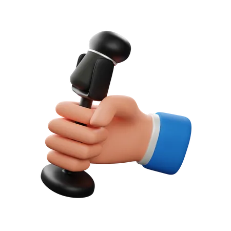 Hand holding microphone  3D Icon