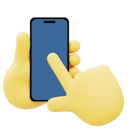 Hand Holding Mobile Using  3D Icon