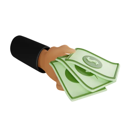 Hand Holding Money  3D Icon