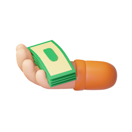 Hand Holding Money  3D Icon