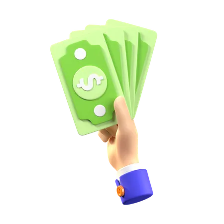 Hand Holding Money  3D Icon