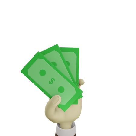 Hand Holding Money  3D Icon