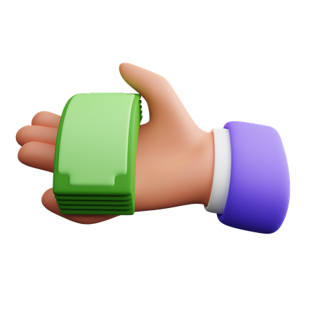 Hand Holding Money  3D Icon