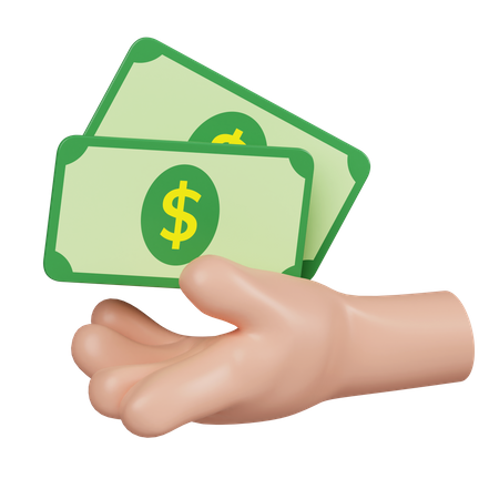 Hand Holding Money  3D Icon