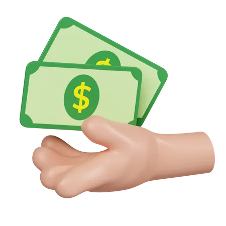 Hand Holding Money  3D Icon