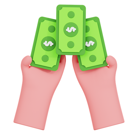 Hand Holding Money  3D Icon