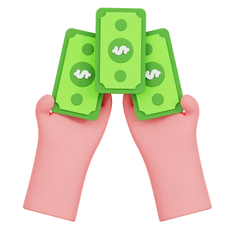 Hand Holding Money  3D Icon