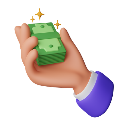 Hand holding Money  3D Icon