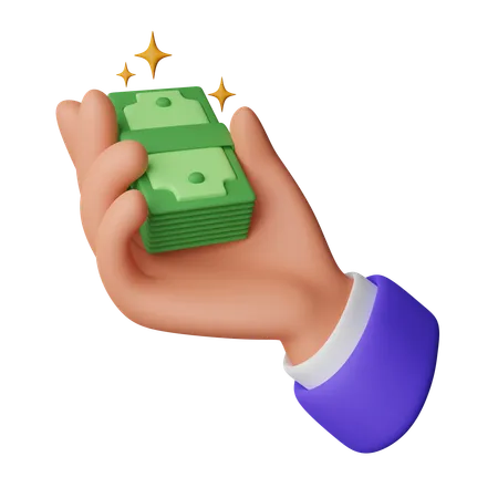 Hand holding Money  3D Icon