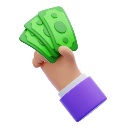 Hand Holding Money  3D Icon